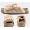 imageKuaiLu Womens Fluff Slippers Plantar Fasciitis Arch Support Platform Slippers Ladies Fashion Open Toe Faux Fur Sliders Womens House Slipper Size 612Beige
