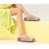 imageKuaiLu Womens Fluff Slippers Plantar Fasciitis Arch Support Platform Slippers Ladies Fashion Open Toe Faux Fur Sliders Womens House Slipper Size 612Beige