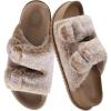 imageKuaiLu Womens Fluff Slippers Plantar Fasciitis Arch Support Platform Slippers Ladies Fashion Open Toe Faux Fur Sliders Womens House Slipper Size 612Camel Brown Tip Dyeing