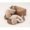 imageKuaiLu Womens Fuzzy Criss Cross Band Platform Slippers Arch Support Furry Faux Fur Ladies Open Toe Cozy Soft Plush Fleece Comfy House Shoes SandalsBeige