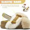 imageKuaiLu Womens Fuzzy Criss Cross Band Platform Slippers Arch Support Furry Faux Fur Ladies Open Toe Cozy Soft Plush Fleece Comfy House Shoes SandalsBeige