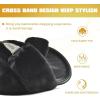 imageKuaiLu Womens Fuzzy Criss Cross Band Platform Slippers Arch Support Furry Faux Fur Ladies Open Toe Cozy Soft Plush Fleece Comfy House Shoes SandalsBlack