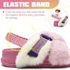 imageKuaiLu Womens Fuzzy Criss Cross Band Platform Slippers Arch Support Furry Faux Fur Ladies Open Toe Cozy Soft Plush Fleece Comfy House Shoes SandalsPink