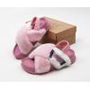 imageKuaiLu Womens Fuzzy Criss Cross Band Platform Slippers Arch Support Furry Faux Fur Ladies Open Toe Cozy Soft Plush Fleece Comfy House Shoes SandalsPink