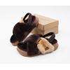 imageKuaiLu Womens Fuzzy Criss Cross Band Platform Slippers Arch Support Furry Faux Fur Ladies Open Toe Cozy Soft Plush Fleece Comfy House Shoes SandalsPlush Brown