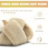 imageKuaiLu Womens Fuzzy Criss Cross Band Platform Slippers Arch Support Furry Faux Fur Ladies Open Toe Cozy Soft Plush Fleece Comfy House Shoes SandalsPlush Beige