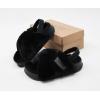 imageKuaiLu Womens Fuzzy Criss Cross Band Platform Slippers Arch Support Furry Faux Fur Ladies Open Toe Cozy Soft Plush Fleece Comfy House Shoes SandalsPlush Black