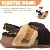 imageKuaiLu Womens Fuzzy Criss Cross Band Platform Slippers Arch Support Furry Faux Fur Ladies Open Toe Cozy Soft Plush Fleece Comfy House Shoes SandalsPlush Brown