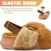 imageKuaiLu Womens Fuzzy Criss Cross Band Platform Slippers Arch Support Furry Faux Fur Ladies Open Toe Cozy Soft Plush Fleece Comfy House Shoes SandalsPlush Tan