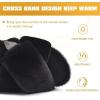 imageKuaiLu Womens Fuzzy Criss Cross Band Platform Slippers Arch Support Furry Faux Fur Ladies Open Toe Cozy Soft Plush Fleece Comfy House Shoes SandalsPlush Black