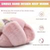 imageKuaiLu Womens Fuzzy Criss Cross Band Platform Slippers Arch Support Furry Faux Fur Ladies Open Toe Cozy Soft Plush Fleece Comfy House Shoes SandalsPlush Pink