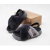 imageKuaiLu Womens Fuzzy Criss Cross Band Platform Slippers Arch Support Furry Faux Fur Ladies Open Toe Cozy Soft Plush Fleece Comfy House Shoes SandalsPlush Grey