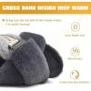 imageKuaiLu Womens Fuzzy Criss Cross Band Platform Slippers Arch Support Furry Faux Fur Ladies Open Toe Cozy Soft Plush Fleece Comfy House Shoes SandalsPlush Grey