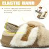 imageKuaiLu Womens Fuzzy Criss Cross Band Platform Slippers Arch Support Furry Faux Fur Ladies Open Toe Cozy Soft Plush Fleece Comfy House Shoes SandalsPlush Beige