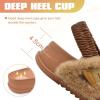 imageKuaiLu Womens Fuzzy Criss Cross Band Platform Slippers Arch Support Furry Faux Fur Ladies Open Toe Cozy Soft Plush Fleece Comfy House Shoes SandalsTan