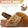 imageKuaiLu Womens Fuzzy Criss Cross Band Platform Slippers Arch Support Furry Faux Fur Ladies Open Toe Cozy Soft Plush Fleece Comfy House Shoes SandalsTan