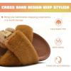 imageKuaiLu Womens Fuzzy Criss Cross Band Platform Slippers Arch Support Furry Faux Fur Ladies Open Toe Cozy Soft Plush Fleece Comfy House Shoes SandalsTan