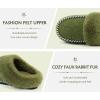 imageKuaiLu Womens Memory Foam Slippers with Cozy Fluff Plush Ladies Bedroom Pantuflas Comfy House Winter Moccasin Essential Trendy Slippers Comfortable Indoor Outdoor Rubber Sole Footwear US511Green