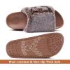 imageKuaiLu Womens Orthotic Sandals Comfortable Arch Support Faux Fur Sandal Slippers Casual Summer Adjustable Cushion Slides Slip On Indoor Outdoor House Shoes  Ultrasoft Comfort Fit FootbedCoffee Brown Tip Dyeing