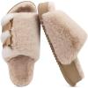 imageKuaiLu Womens Orthotic Slippers With Arch Support Soft Cushion Sandal Slippers for Woman Ladies Fashion Open Toe Faux Fur Platform Slipper Indoor Outdoor Size 612Plush Beige