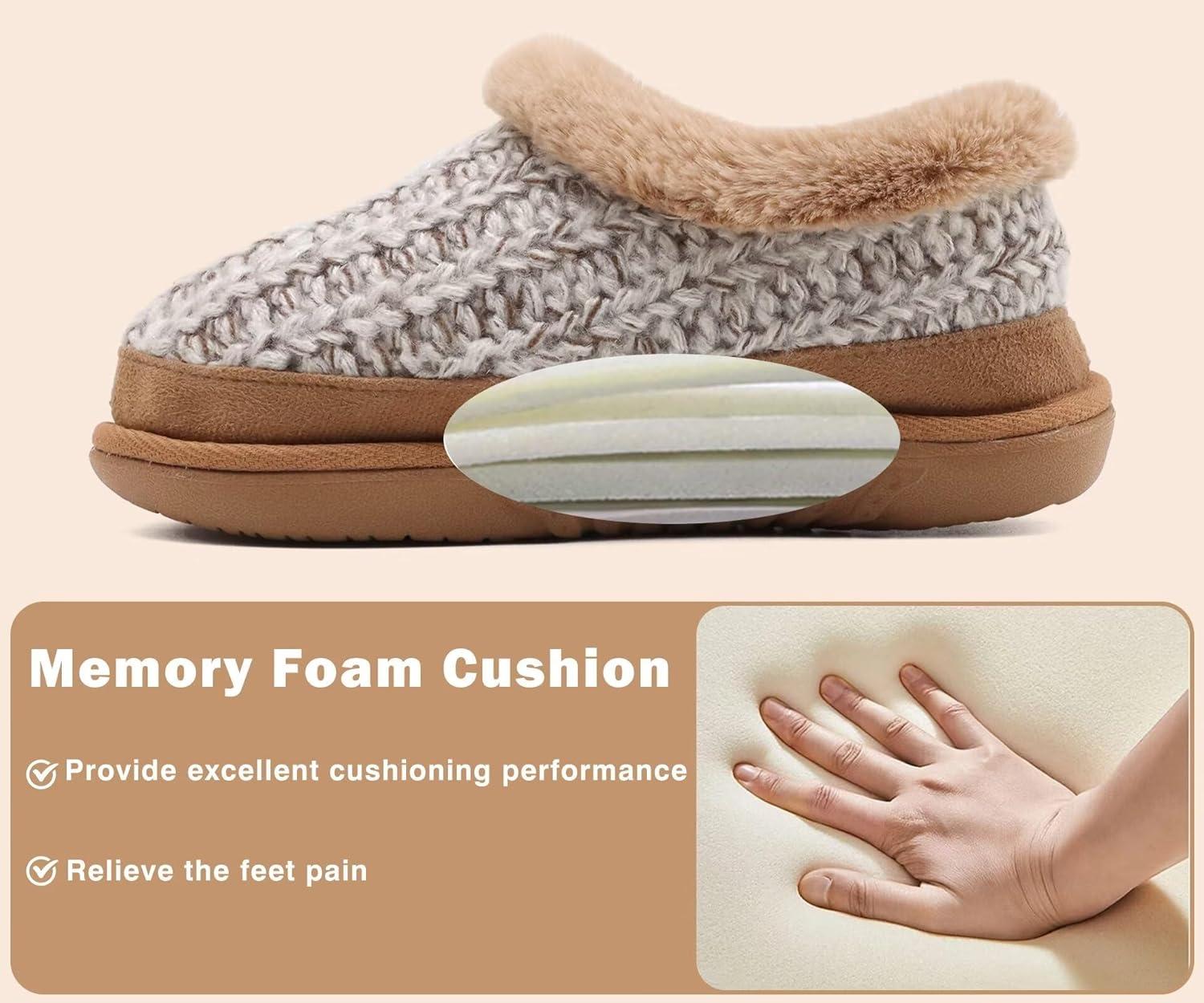 imageKuaiLu House Slippers for Women Comfortable Memory Foam Plaid Slipper Ladies Warm Fuzzy Plush Fur Lined Winter Home Shoes Orthotic Plantar Fasciitis Arch Support Indoor OutdoorBrowngo One Size Up