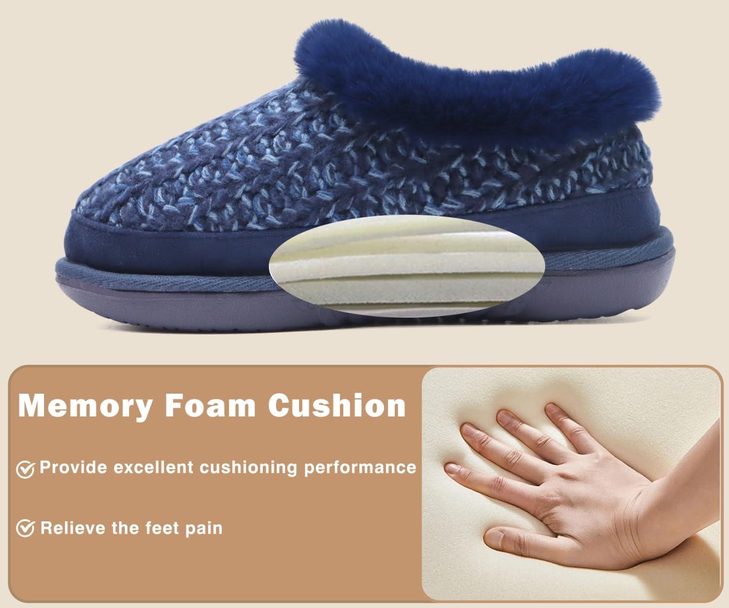 imageKuaiLu House Slippers for Women Comfortable Memory Foam Plaid Slipper Ladies Warm Fuzzy Plush Fur Lined Winter Home Shoes Orthotic Plantar Fasciitis Arch Support Indoor OutdoorBluego One Size Up