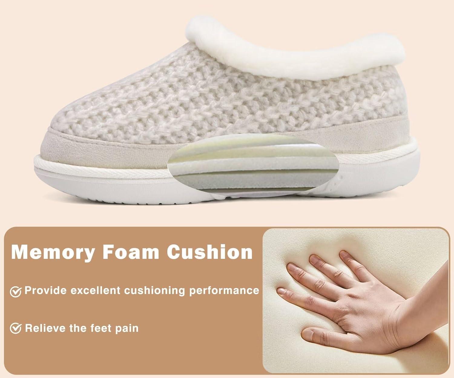 imageKuaiLu House Slippers for Women Comfortable Memory Foam Plaid Slipper Ladies Warm Fuzzy Plush Fur Lined Winter Home Shoes Orthotic Plantar Fasciitis Arch Support Indoor OutdoorWhitego One Size Up
