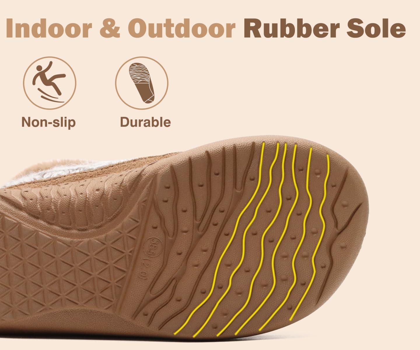 imageKuaiLu House Slippers for Women Comfortable Memory Foam Plaid Slipper Ladies Warm Fuzzy Plush Fur Lined Winter Home Shoes Orthotic Plantar Fasciitis Arch Support Indoor OutdoorBrowngo One Size Up