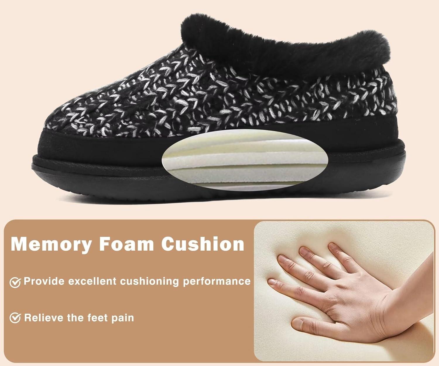 imageKuaiLu House Slippers for Women Comfortable Memory Foam Plaid Slipper Ladies Warm Fuzzy Plush Fur Lined Winter Home Shoes Orthotic Plantar Fasciitis Arch Support Indoor OutdoorBlackgo One Size Up