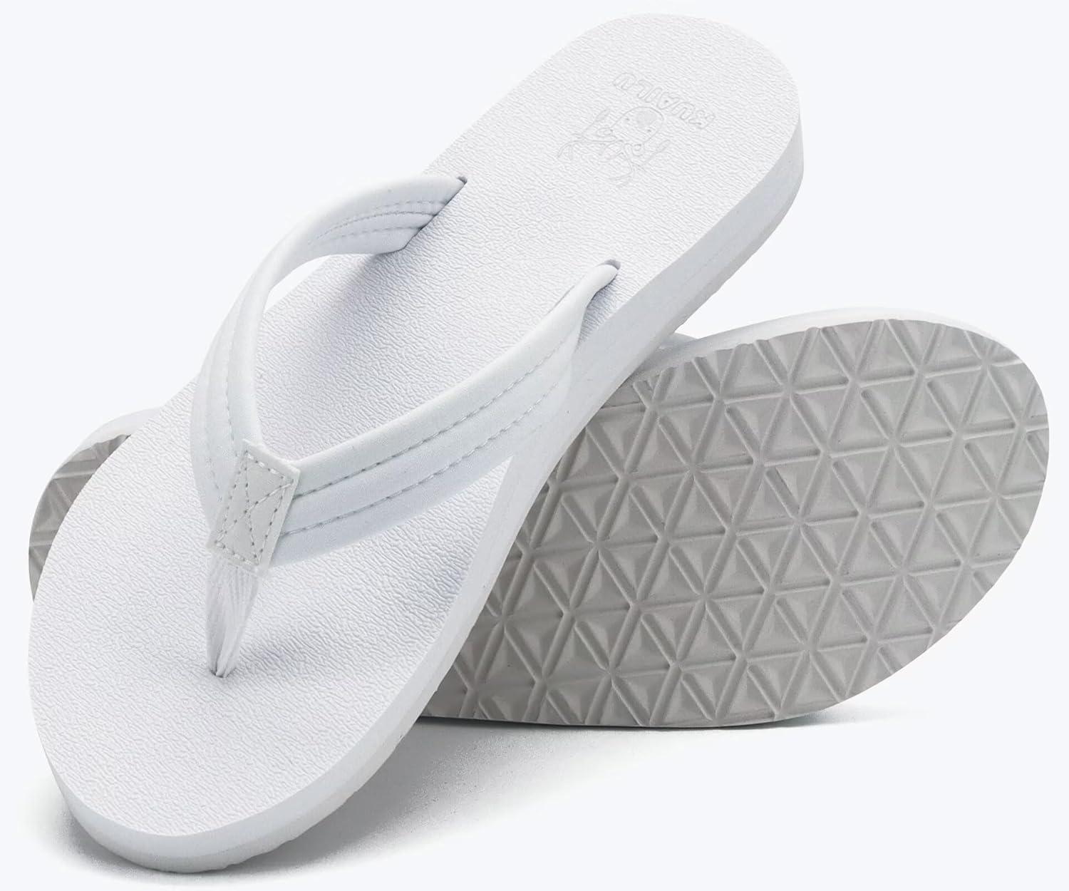 imageKuaiLu Womens Arch Support Flip Flops Ladies Comfort Lightweight Soft Yoga Mat Cushion Walking Thong SandalsAll White