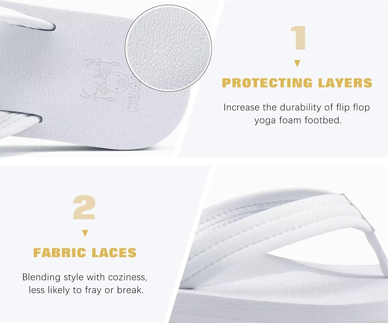 imageKuaiLu Womens Arch Support Flip Flops Ladies Comfort Lightweight Soft Yoga Mat Cushion Walking Thong SandalsAll White