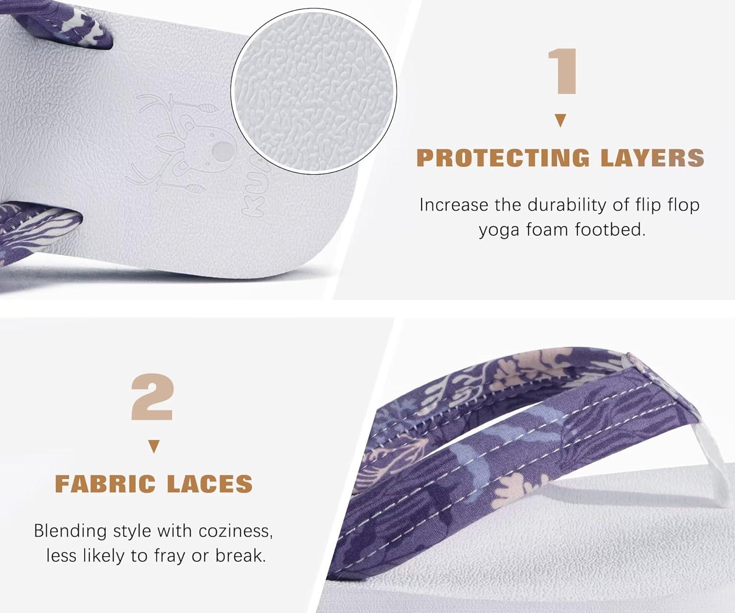 imageKuaiLu Womens Arch Support Flip Flops Ladies Comfort Lightweight Soft Yoga Mat Cushion Walking Thong SandalsPurple White
