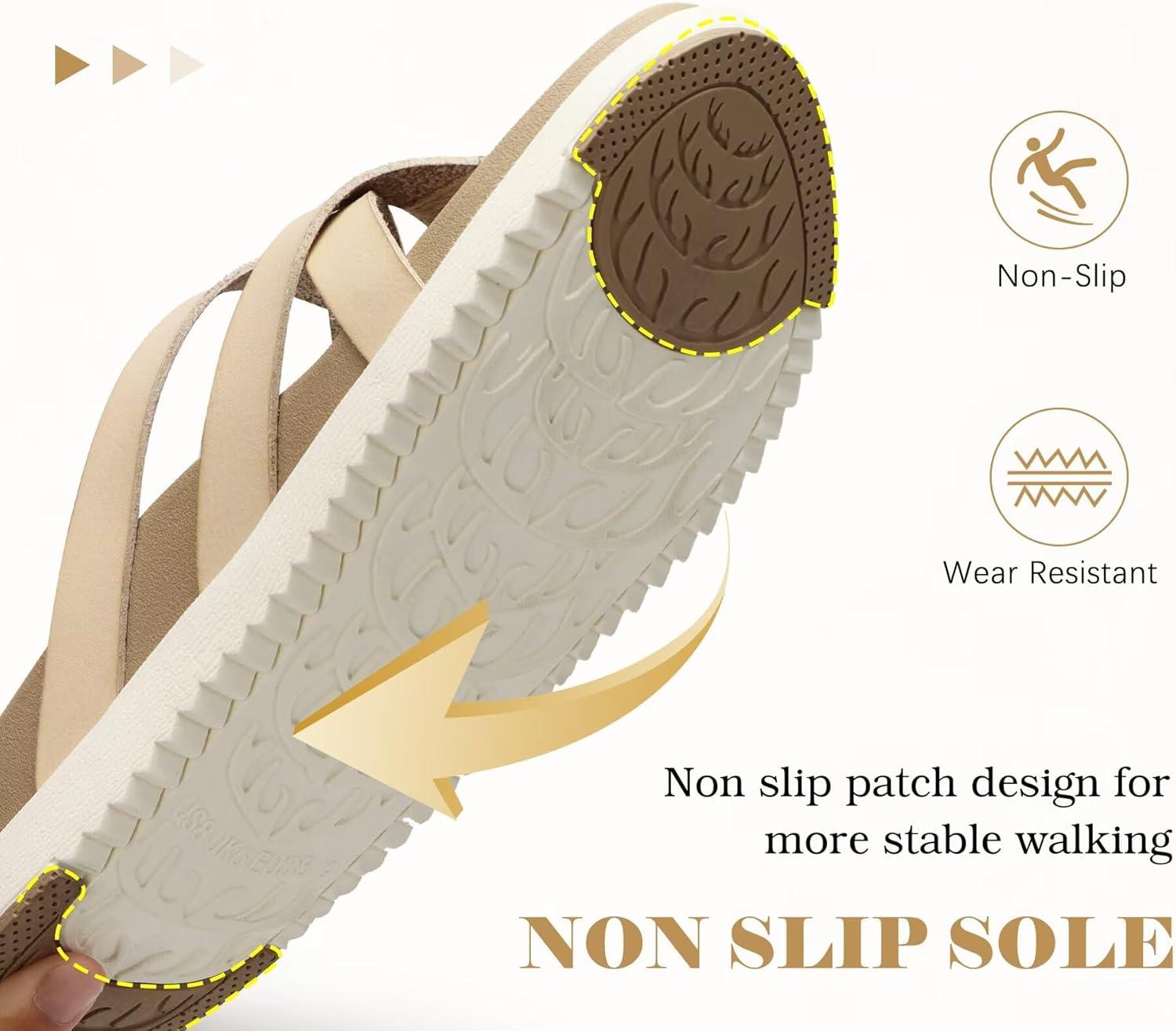 imageKuaiLu Womens Dressy Orthotic Flip Flops Trendy Comfortable Cushion Recovery Walking Criss Cross Thong Sandals Lightweight Yoga Foam Summer Slides with Plantar Fasciitis Arch SupportBeige