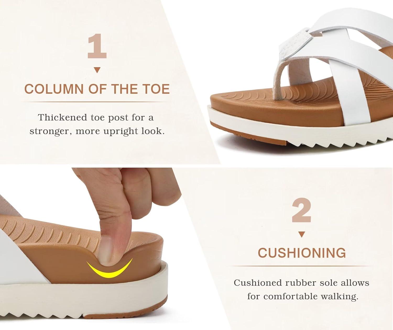 imageKuaiLu Womens Dressy Orthotic Flip Flops Trendy Comfortable Cushion Recovery Walking Criss Cross Thong Sandals Lightweight Yoga Foam Summer Slides with Plantar Fasciitis Arch SupportWhite Khaki