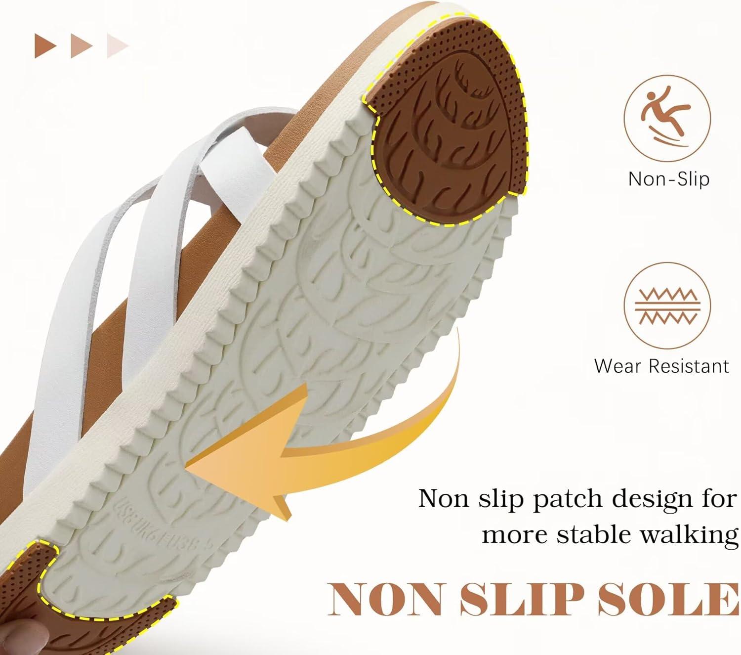 imageKuaiLu Womens Dressy Orthotic Flip Flops Trendy Comfortable Cushion Recovery Walking Criss Cross Thong Sandals Lightweight Yoga Foam Summer Slides with Plantar Fasciitis Arch SupportWhite Khaki