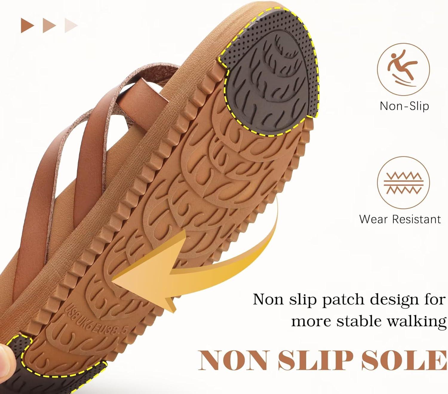 imageKuaiLu Womens Dressy Orthotic Flip Flops Trendy Comfortable Cushion Recovery Walking Criss Cross Thong Sandals Lightweight Yoga Foam Summer Slides with Plantar Fasciitis Arch SupportKhaki