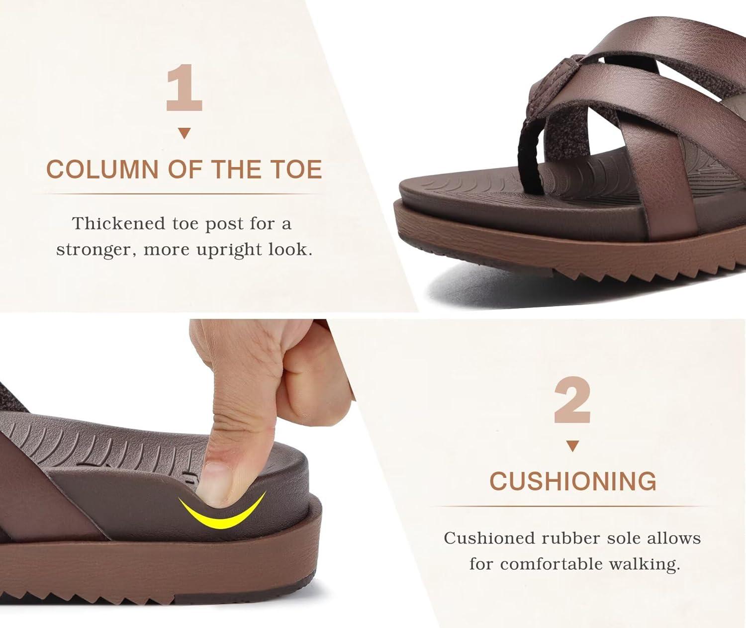 imageKuaiLu Womens Dressy Orthotic Flip Flops Trendy Comfortable Cushion Recovery Walking Criss Cross Thong Sandals Lightweight Yoga Foam Summer Slides with Plantar Fasciitis Arch SupportBrown