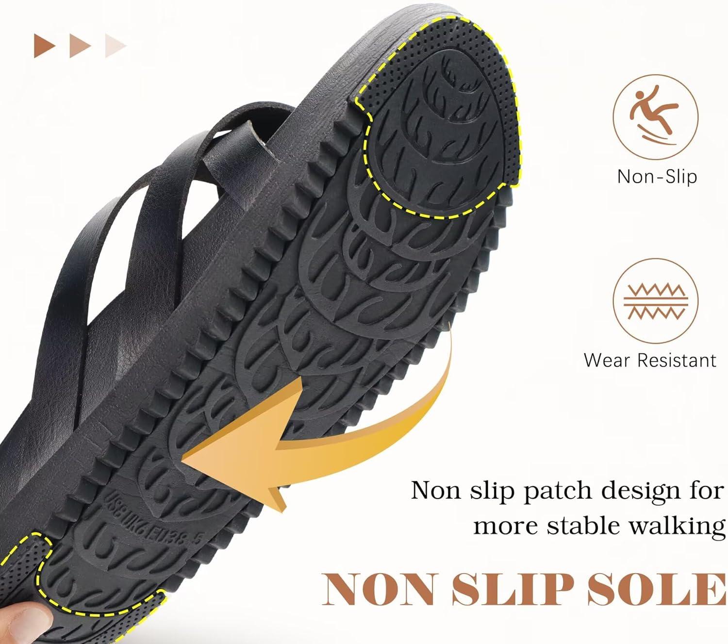 imageKuaiLu Womens Dressy Orthotic Flip Flops Trendy Comfortable Cushion Recovery Walking Criss Cross Thong Sandals Lightweight Yoga Foam Summer Slides with Plantar Fasciitis Arch SupportBlack