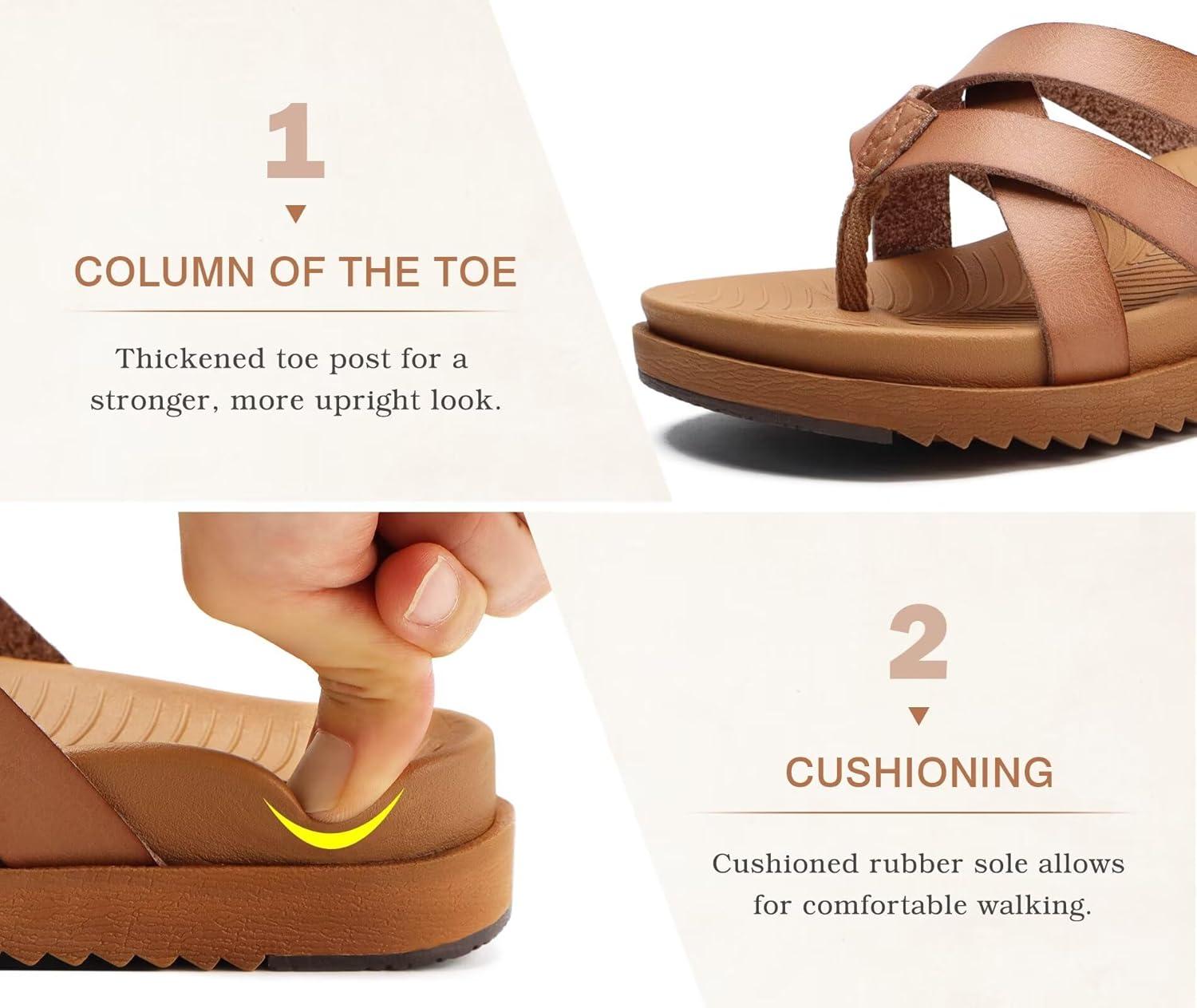 imageKuaiLu Womens Dressy Orthotic Flip Flops Trendy Comfortable Cushion Recovery Walking Criss Cross Thong Sandals Lightweight Yoga Foam Summer Slides with Plantar Fasciitis Arch SupportKhaki