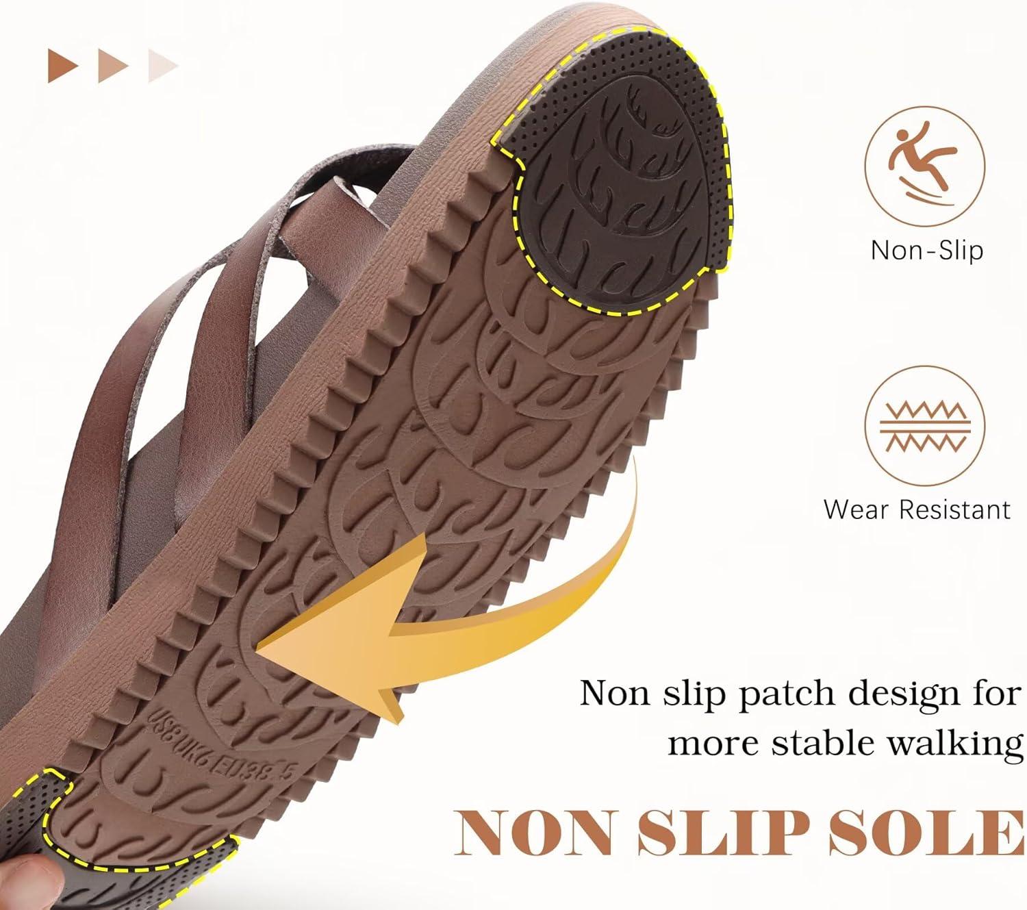 imageKuaiLu Womens Dressy Orthotic Flip Flops Trendy Comfortable Cushion Recovery Walking Criss Cross Thong Sandals Lightweight Yoga Foam Summer Slides with Plantar Fasciitis Arch SupportBrown