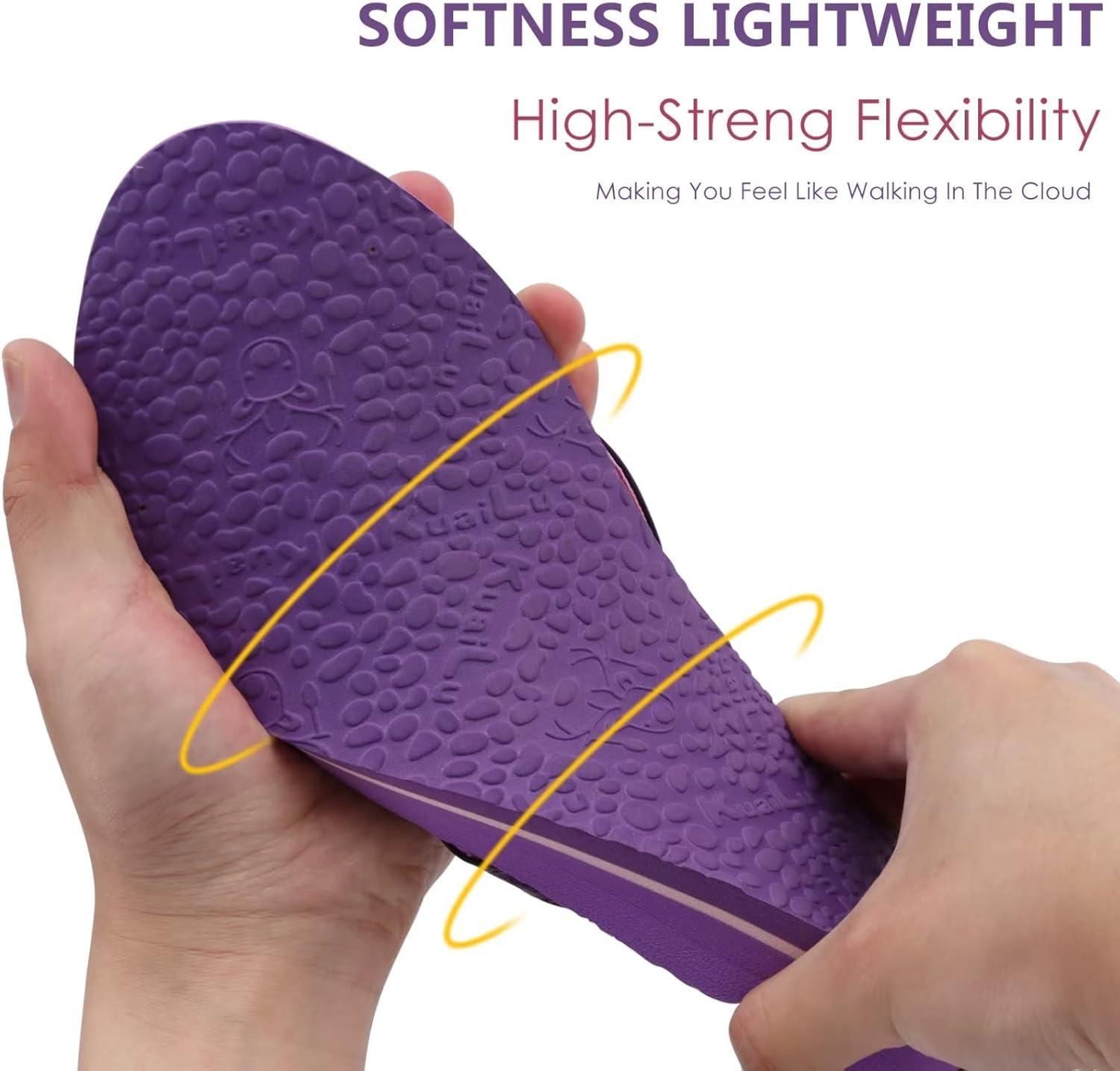 imageKuaiLu Womens Fashion Flip Flops Ladies Lightweight Summer Beach Yoga Mat Thong Sandals with Comfortable Arch SupportPurple
