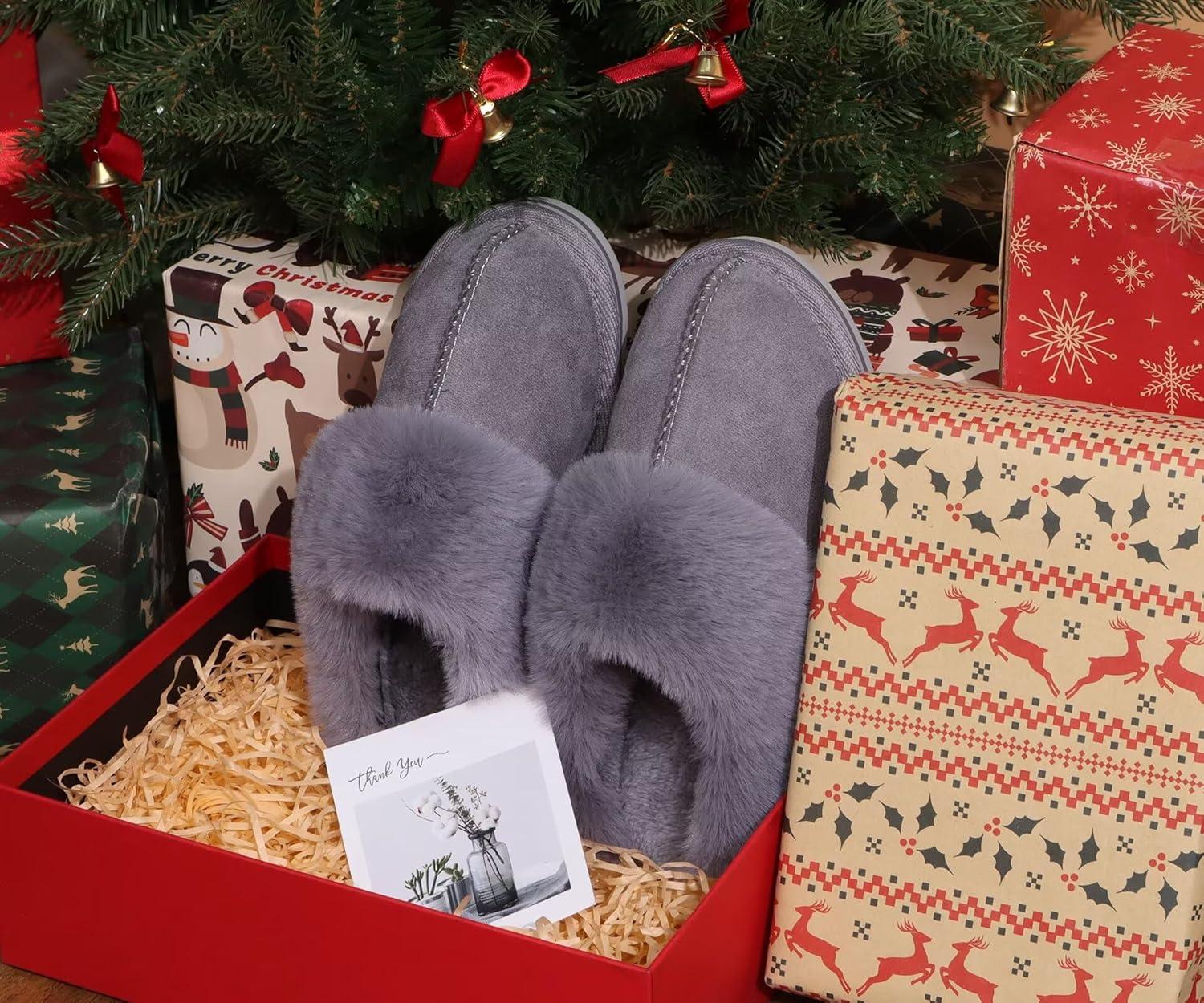 imageKuaiLu Womens Fluff Dual Memory Foam Slippers Ladies Cozy Arch Support Warm Scuff Slippers Slip on Comfy Winter House Shoes with NonSlip Indoor Outdoor Hard SoleDark Grey
