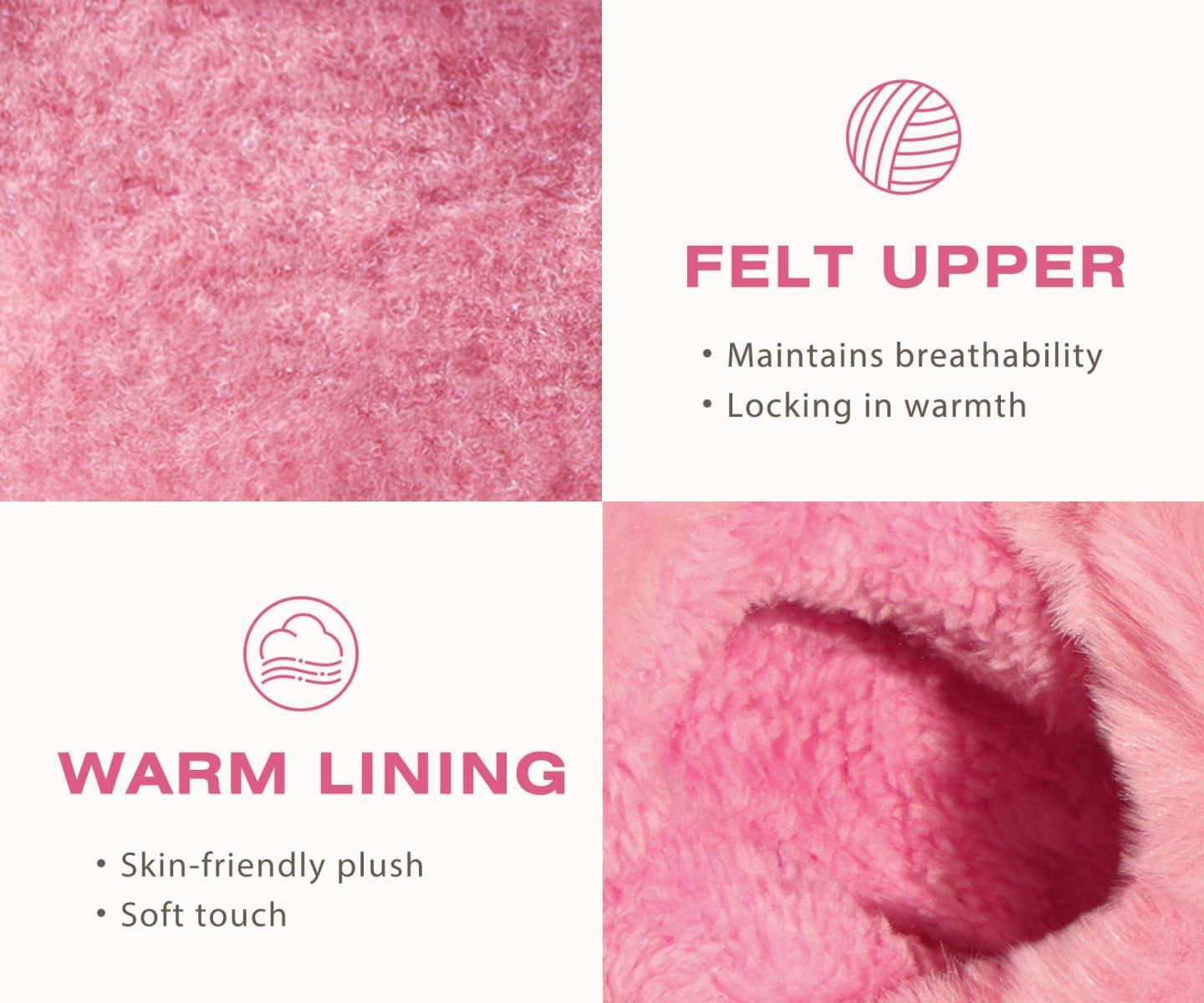 imageKuaiLu Womens House Platform Slippers Cozy Fuzzy Plush Knit Slipper Ladies Warm Fur Lined Winter Slip On Home Bedroom Thick Cushion Shoes Indoor Outdoor Hard SoleLight Pink
