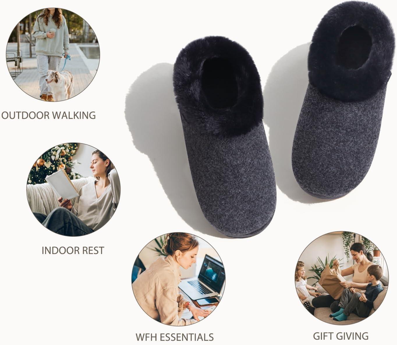 imageKuaiLu Womens House Platform Slippers Cozy Fuzzy Plush Knit Slipper Ladies Warm Fur Lined Winter Slip On Home Bedroom Thick Cushion Shoes Indoor Outdoor Hard SoleAll Black