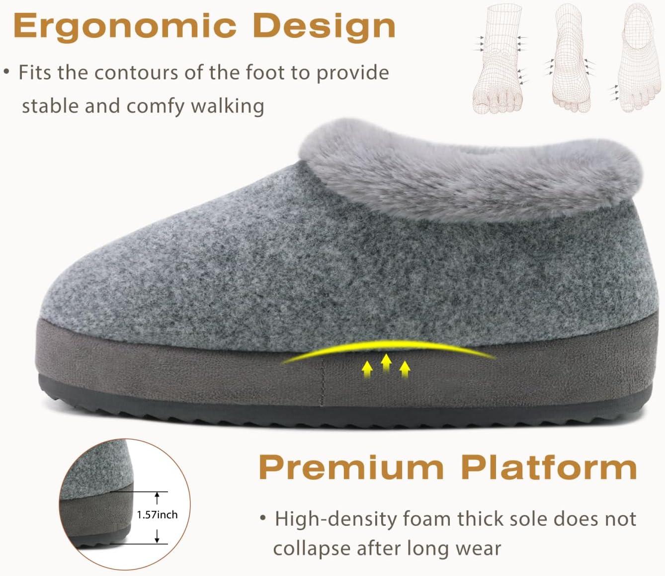 imageKuaiLu Womens House Platform Slippers Cozy Fuzzy Plush Knit Slipper Ladies Warm Fur Lined Winter Slip On Home Bedroom Thick Cushion Shoes Indoor Outdoor Hard SoleLight Grey
