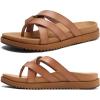 imageKuaiLu Womens Dressy Orthotic Flip Flops Trendy Comfortable Cushion Recovery Walking Criss Cross Thong Sandals Lightweight Yoga Foam Summer Slides with Plantar Fasciitis Arch SupportKhaki