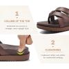 imageKuaiLu Womens Dressy Orthotic Flip Flops Trendy Comfortable Cushion Recovery Walking Criss Cross Thong Sandals Lightweight Yoga Foam Summer Slides with Plantar Fasciitis Arch SupportBrown