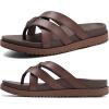 imageKuaiLu Womens Dressy Orthotic Flip Flops Trendy Comfortable Cushion Recovery Walking Criss Cross Thong Sandals Lightweight Yoga Foam Summer Slides with Plantar Fasciitis Arch SupportBrown