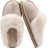 imageKuaiLu Womens Fluff Dual Memory Foam Slippers Ladies Cozy Arch Support Warm Scuff Slippers Slip on Comfy Winter House Shoes with NonSlip Indoor Outdoor Hard SoleApricot