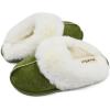 imageKuaiLu Womens Fluff Dual Memory Foam Slippers Ladies Cozy Arch Support Warm Scuff Slippers Slip on Comfy Winter House Shoes with NonSlip Indoor Outdoor Hard SoleGreen